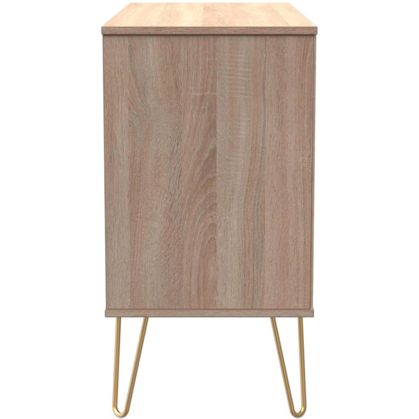 Linear 3 Drawer Open Shelf TV Unit with Gold Hairpin Legs
