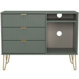 Linear 3 Drawer Open Shelf TV Unit with Gold Hairpin Legs