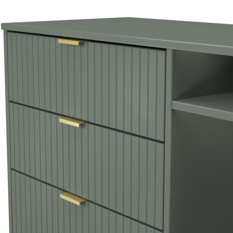 Linear 3 Drawer Open Shelf TV Unit with Gold Hairpin Legs