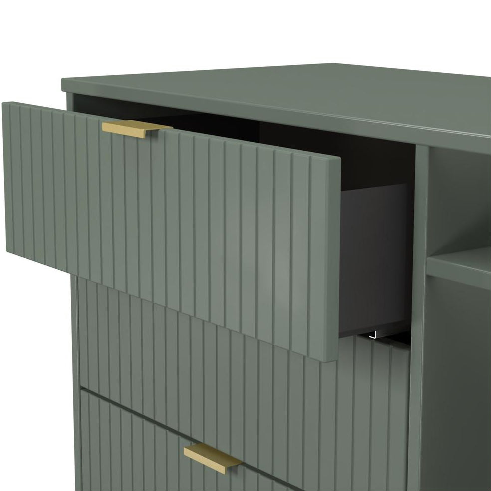 Linear 3 Drawer Open Shelf TV Unit with Gold Hairpin Legs
