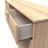 Linear 6 Drawer Open Shelf TV Unit with Gold Hairpin Legs