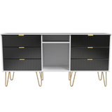Linear 6 Drawer Open Shelf TV Unit with Gold Hairpin Legs