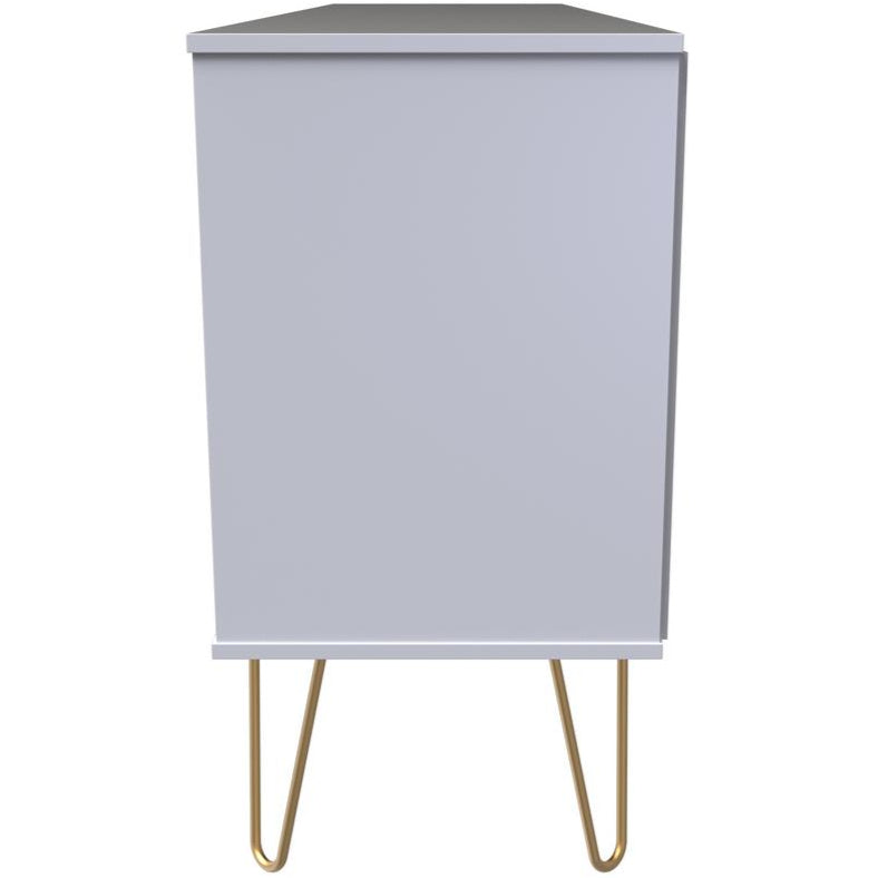 Linear 6 Drawer Open Shelf TV Unit with Gold Hairpin Legs