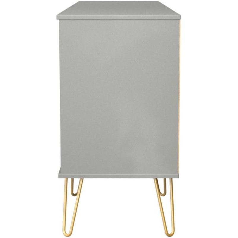 Linear 6 Drawer Open Shelf TV Unit with Gold Hairpin Legs
