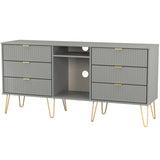 Linear 6 Drawer Open Shelf TV Unit with Gold Hairpin Legs