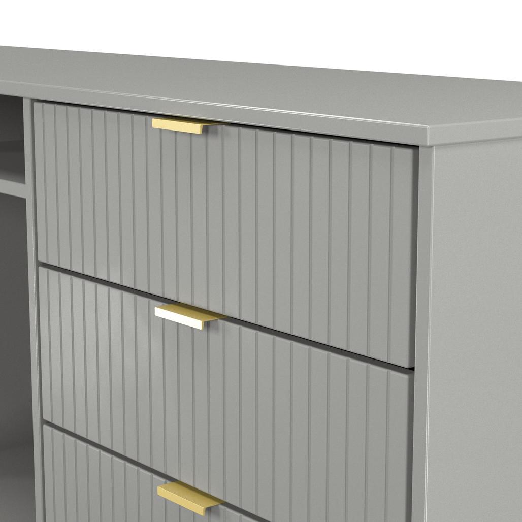 Linear 6 Drawer Open Shelf TV Unit with Gold Hairpin Legs