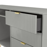 Linear 6 Drawer Open Shelf TV Unit with Gold Hairpin Legs
