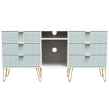 Linear 6 Drawer Open Shelf TV Unit with Gold Hairpin Legs