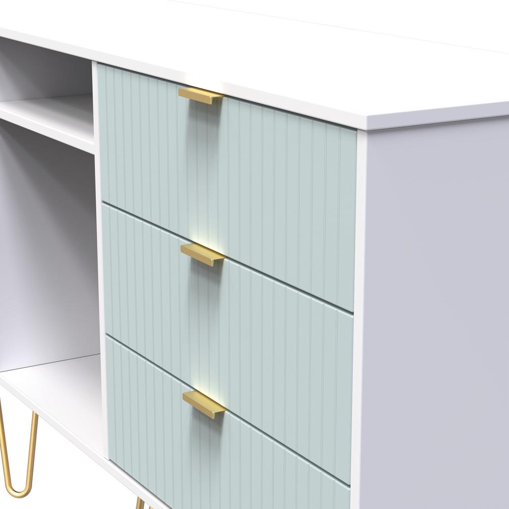 Linear 6 Drawer Open Shelf TV Unit with Gold Hairpin Legs