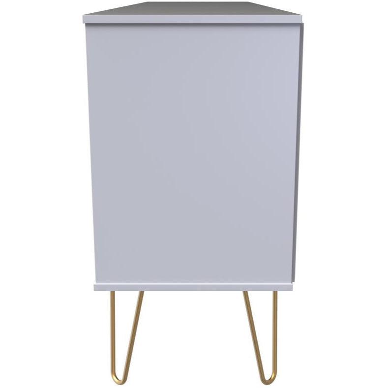 Linear 6 Drawer Open Shelf TV Unit with Gold Hairpin Legs