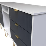 Linear 6 Drawer Open Shelf TV Unit with Gold Hairpin Legs