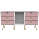 Linear 6 Drawer Open Shelf TV Unit with Gold Hairpin Legs