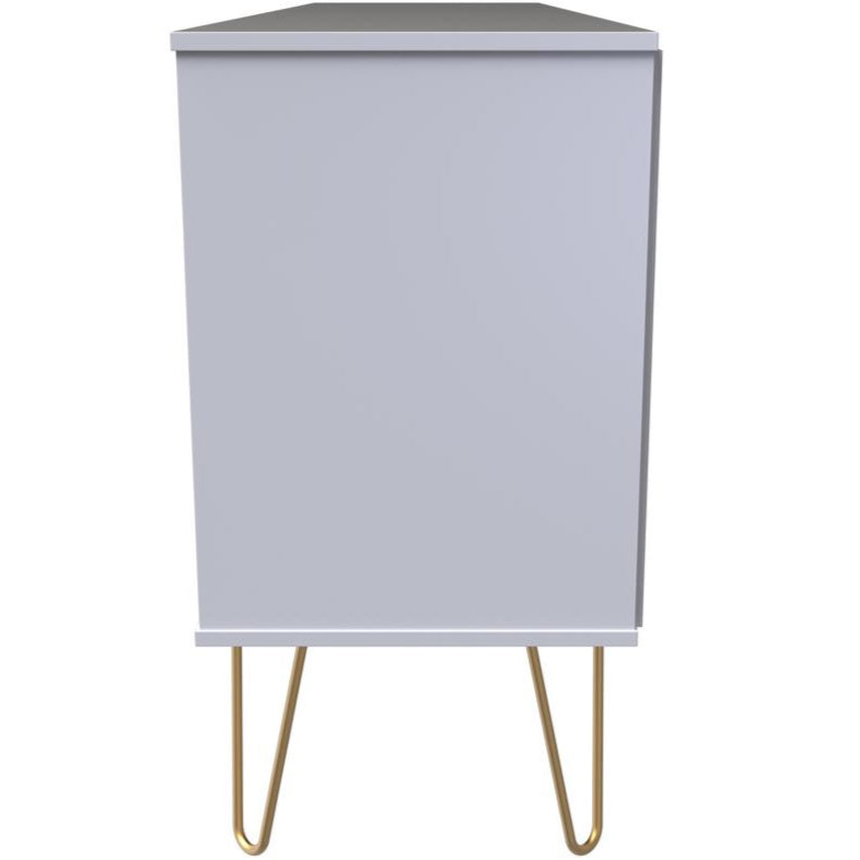 Linear 6 Drawer Open Shelf TV Unit with Gold Hairpin Legs