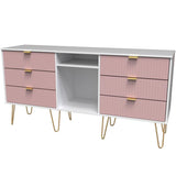 Linear 6 Drawer Open Shelf TV Unit with Gold Hairpin Legs