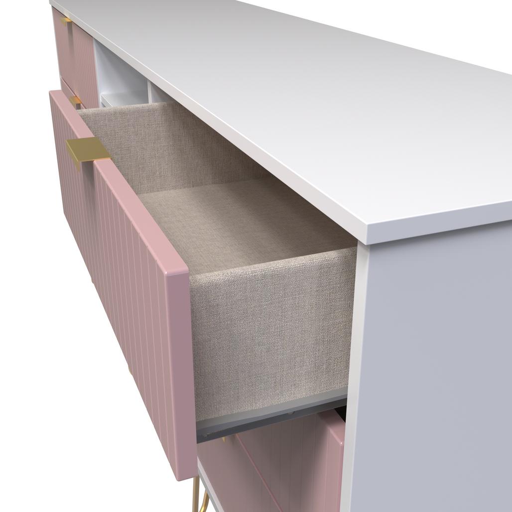 Linear 6 Drawer Open Shelf TV Unit with Gold Hairpin Legs