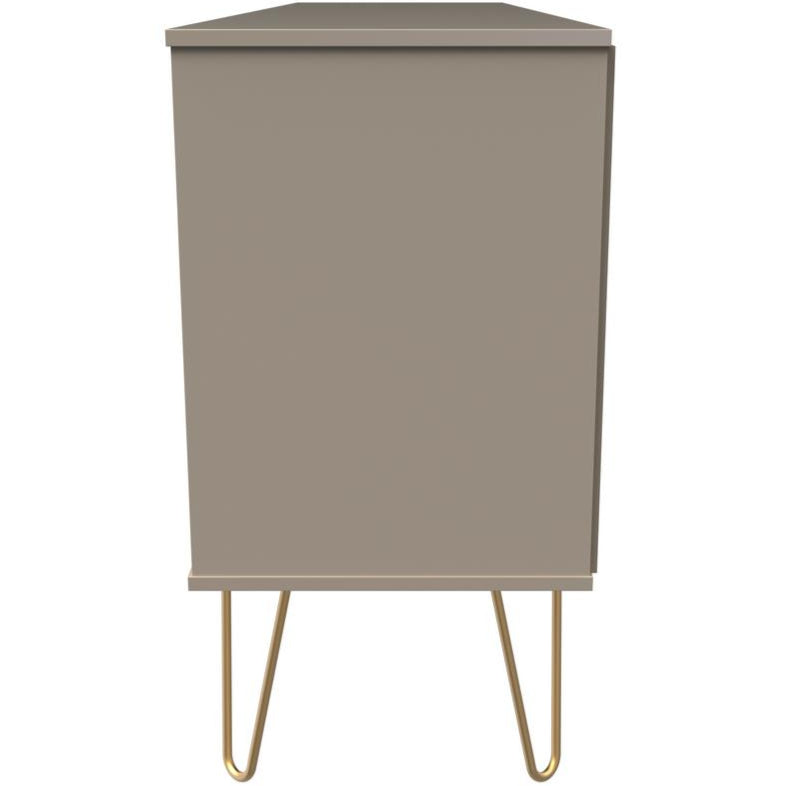 Linear 6 Drawer Open Shelf TV Unit with Gold Hairpin Legs