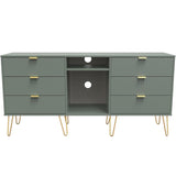 Linear 6 Drawer Open Shelf TV Unit with Gold Hairpin Legs