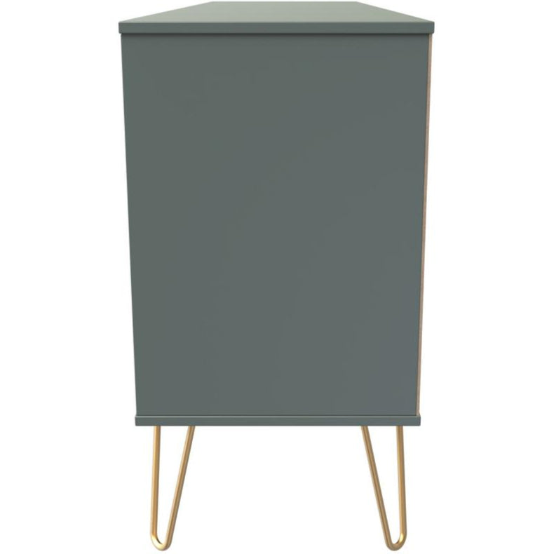 Linear 6 Drawer Open Shelf TV Unit with Gold Hairpin Legs