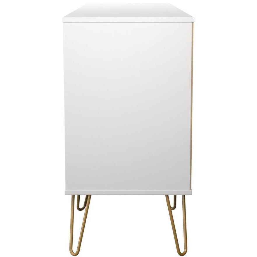 Linear 6 Drawer Open Shelf TV Unit with Gold Hairpin Legs