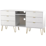Linear 6 Drawer Open Shelf TV Unit with Gold Hairpin Legs