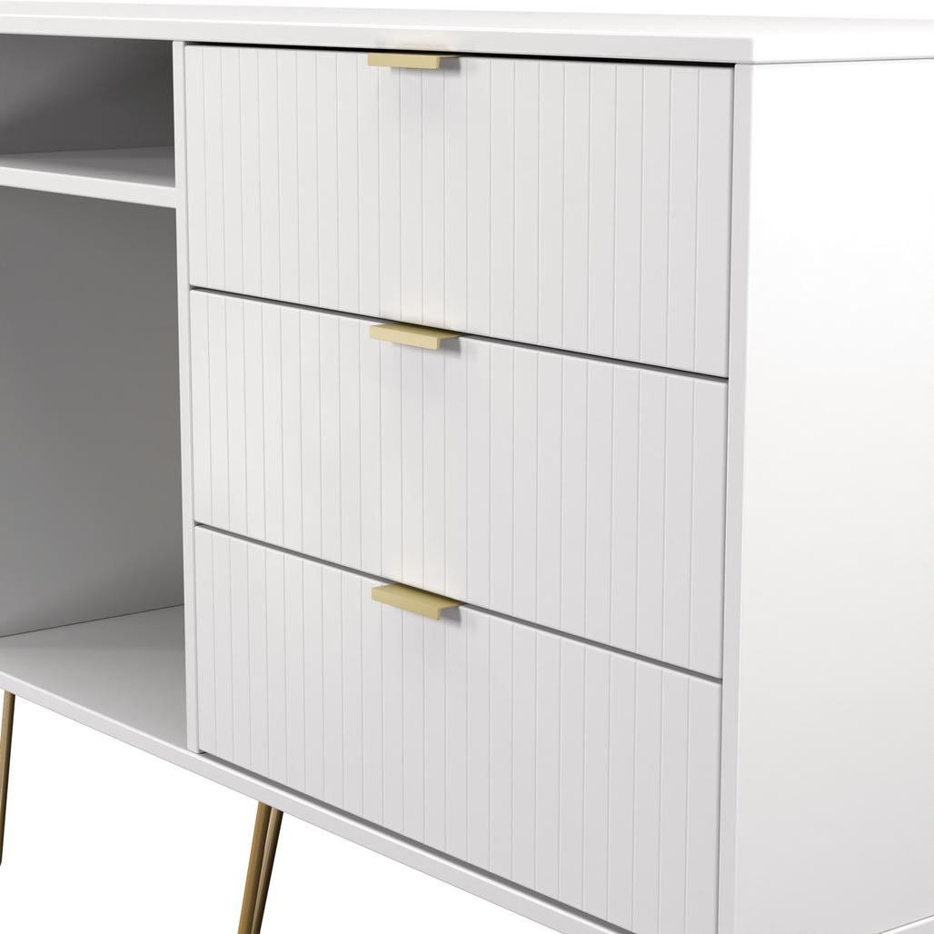 Linear 6 Drawer Open Shelf TV Unit with Gold Hairpin Legs