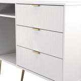 Linear 6 Drawer Open Shelf TV Unit with Gold Hairpin Legs