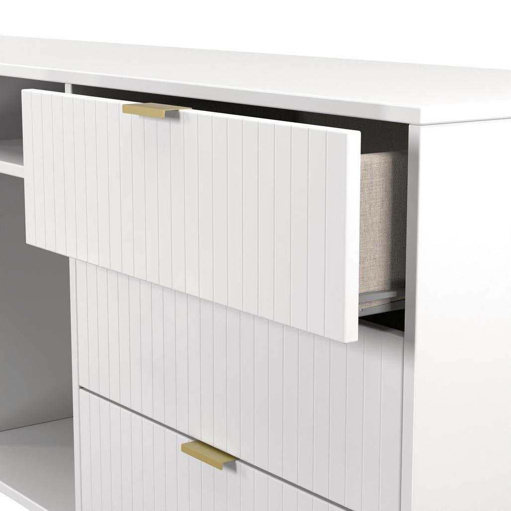 Linear 6 Drawer Open Shelf TV Unit with Gold Hairpin Legs