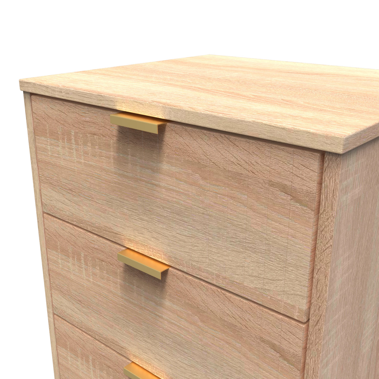 Linear 5 Drawer Bedside Cabinet with Gold Hairpin Legs