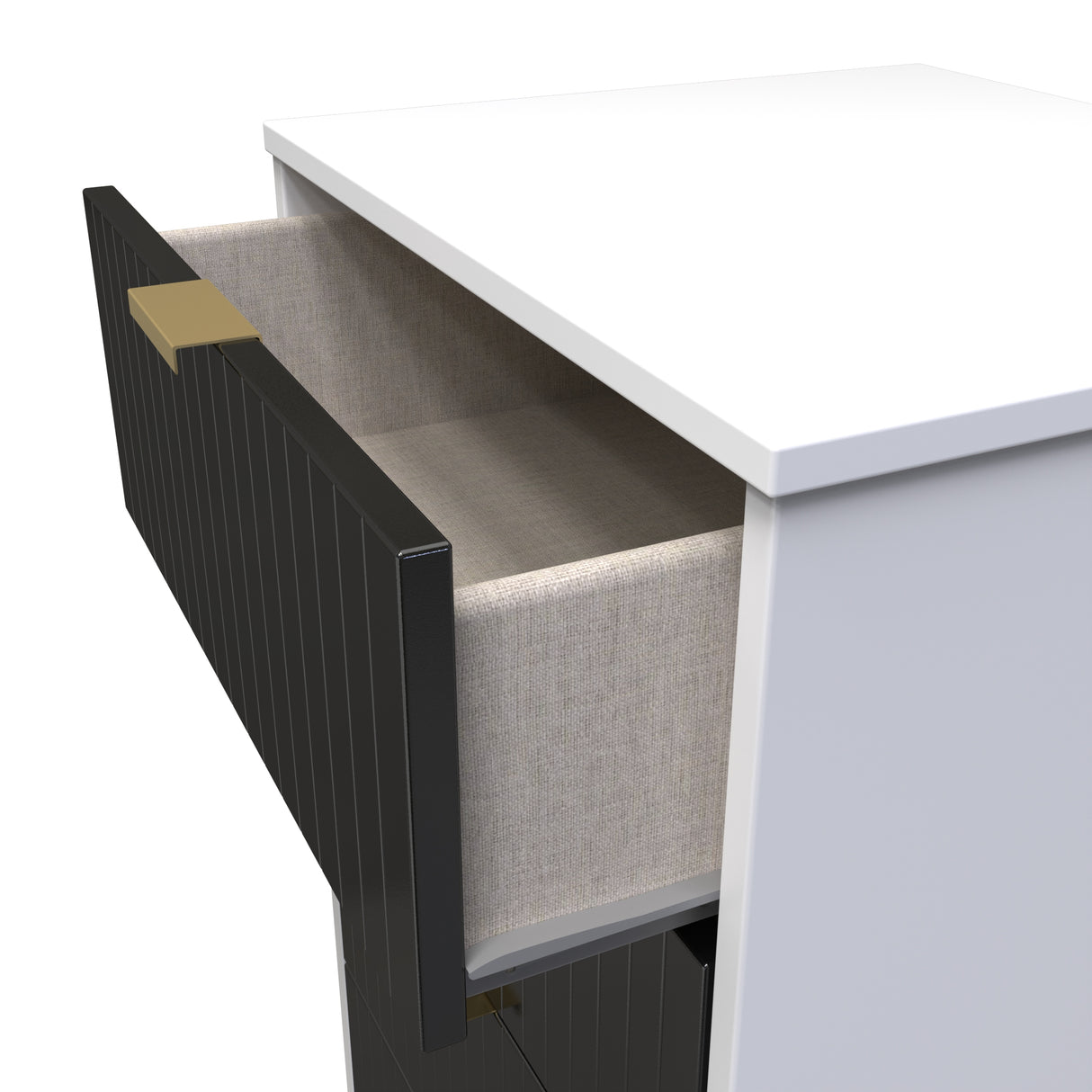 Linear 5 Drawer Bedside Cabinet with Gold Hairpin Legs