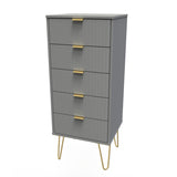 Linear 5 Drawer Bedside Cabinet with Gold Hairpin Legs