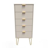 Linear 5 Drawer Bedside Cabinet with Gold Hairpin Legs