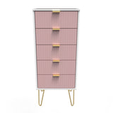 Linear 5 Drawer Bedside Cabinet with Gold Hairpin Legs