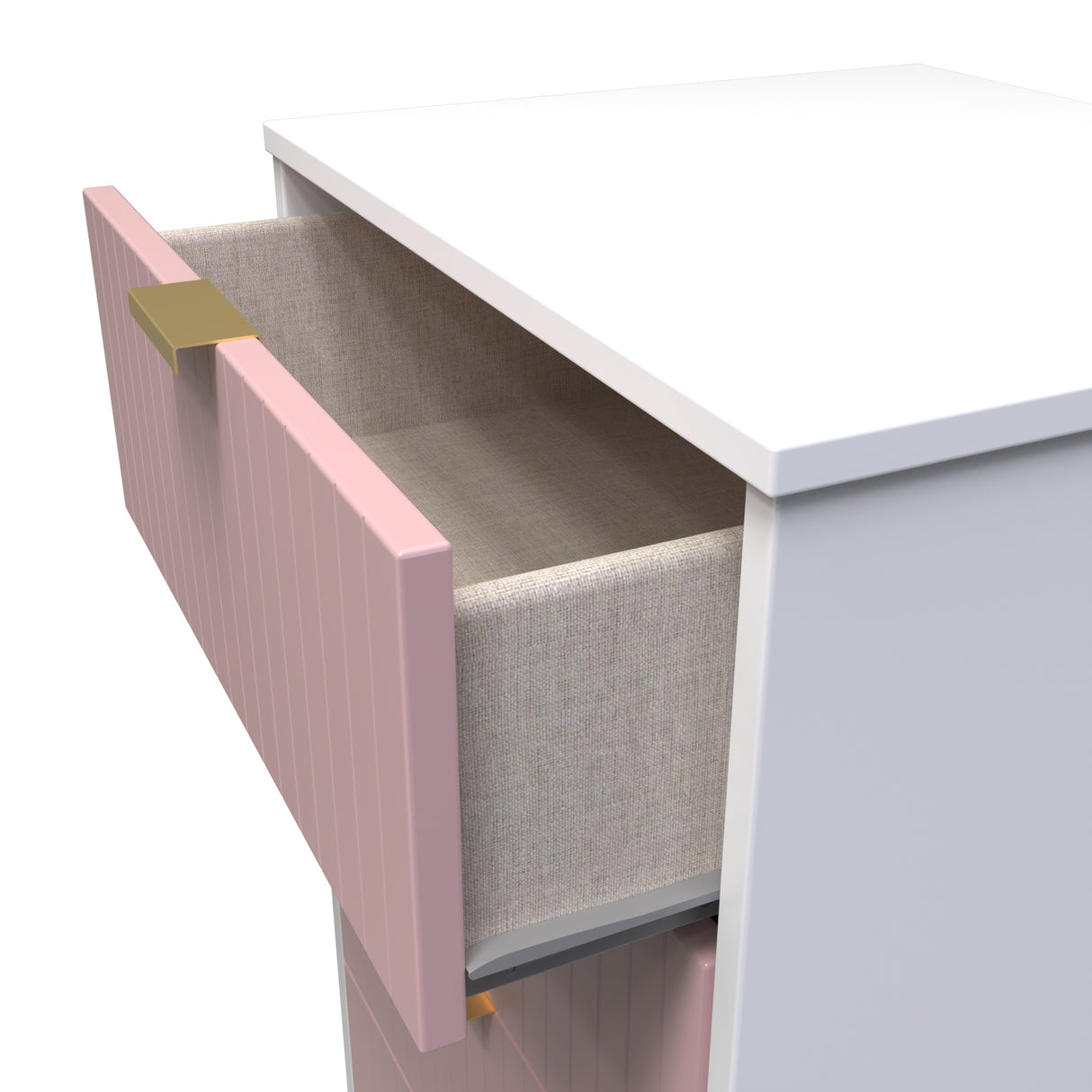 Linear 5 Drawer Bedside Cabinet with Gold Hairpin Legs