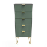 Linear 5 Drawer Bedside Cabinet with Gold Hairpin Legs