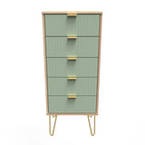 Linear 5 Drawer Bedside Cabinet with Gold Hairpin Legs