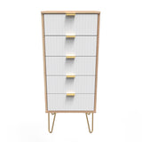 Linear 5 Drawer Bedside Cabinet with Gold Hairpin Legs