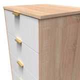 Linear 5 Drawer Bedside Cabinet with Gold Hairpin Legs