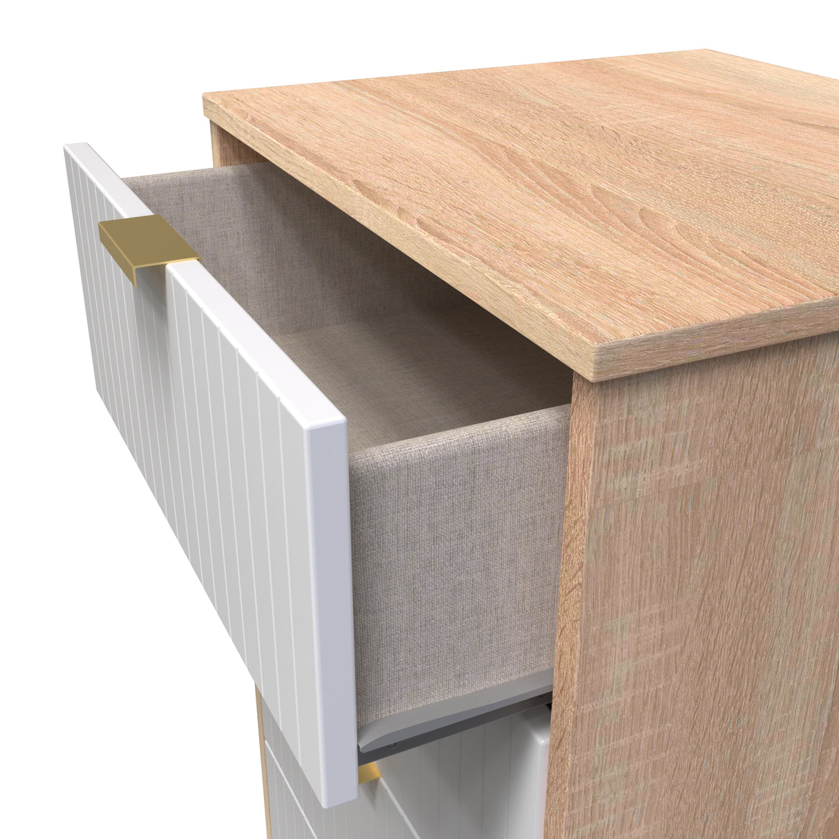 Linear 5 Drawer Bedside Cabinet with Gold Hairpin Legs