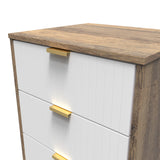 Linear 5 Drawer Bedside Cabinet with Gold Hairpin Legs