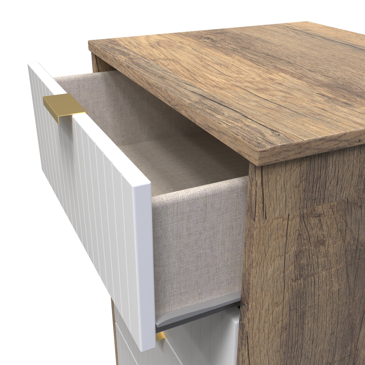 Linear 5 Drawer Bedside Cabinet with Gold Hairpin Legs