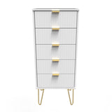 Linear 5 Drawer Bedside Cabinet with Gold Hairpin Legs