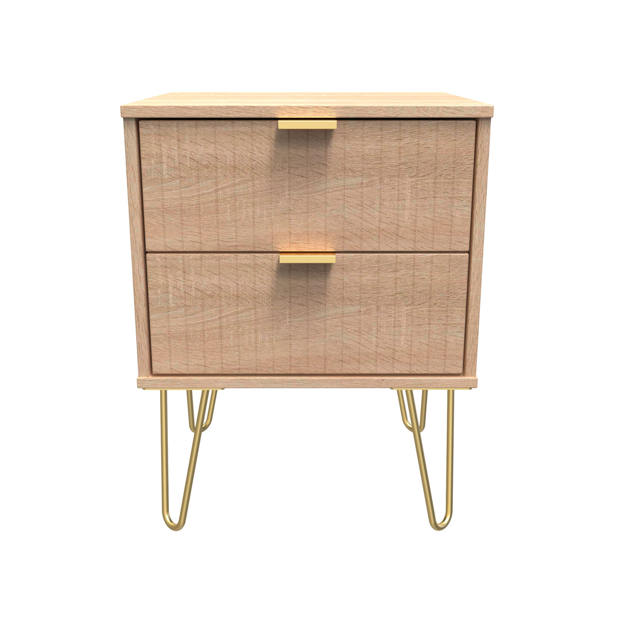 Linear 2 Drawer Bedside Cabinet with Hairpin Legs