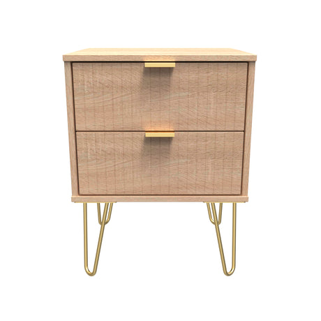 Linear 2 Drawer Bedside Cabinet with Hairpin Legs