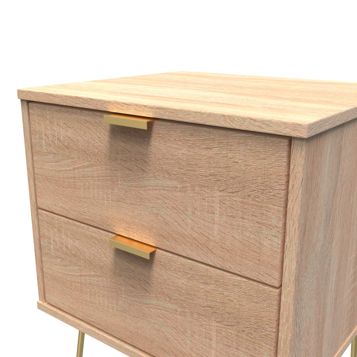 Linear 2 Drawer Bedside Cabinet with Hairpin Legs