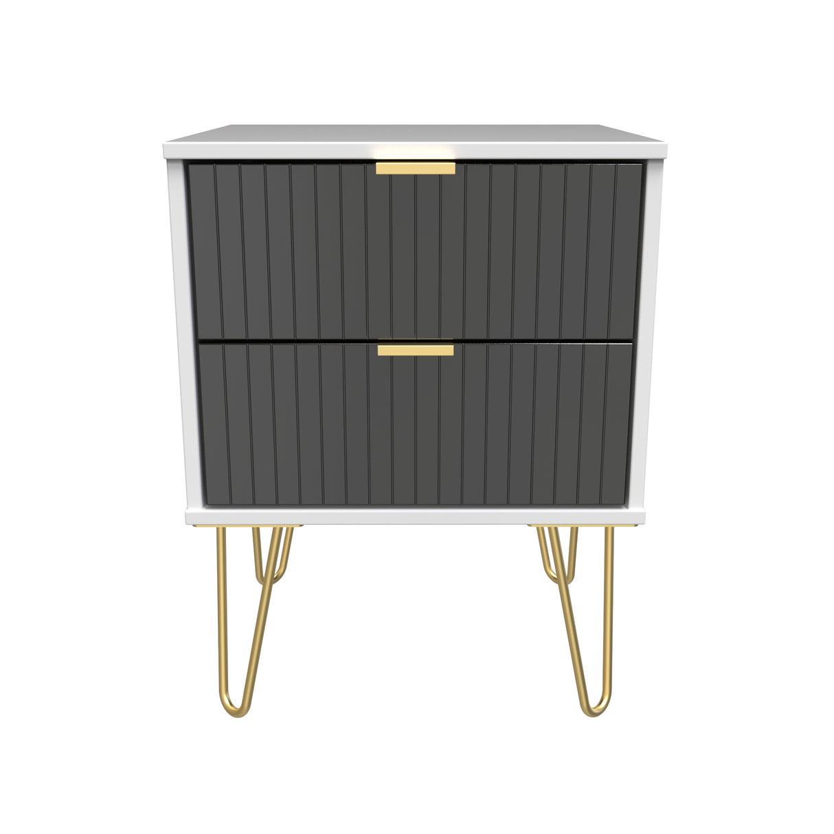 Linear 2 Drawer Bedside Cabinet with Hairpin Legs