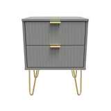 Linear 2 Drawer Bedside Cabinet with Hairpin Legs