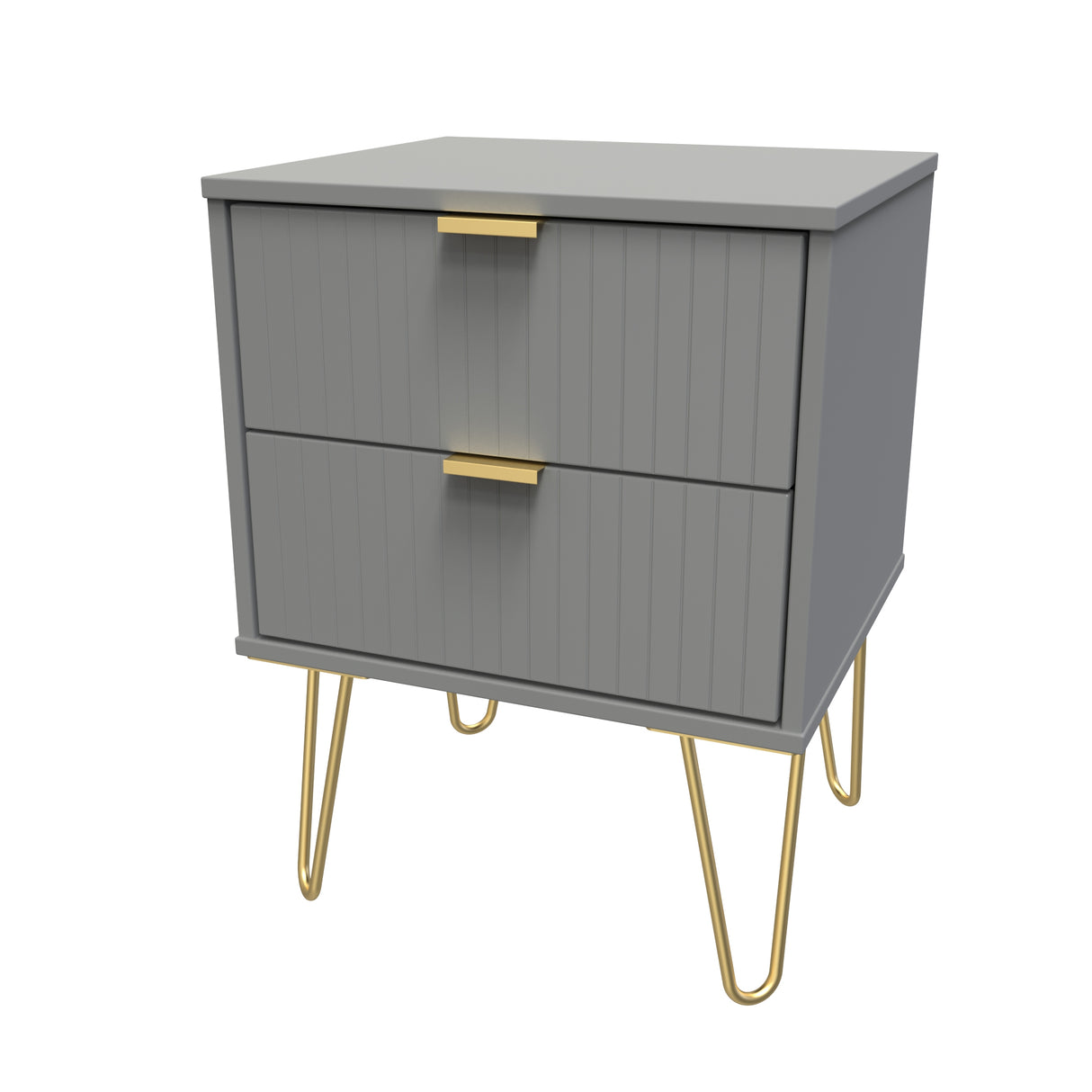 Linear 2 Drawer Bedside Cabinet with Hairpin Legs