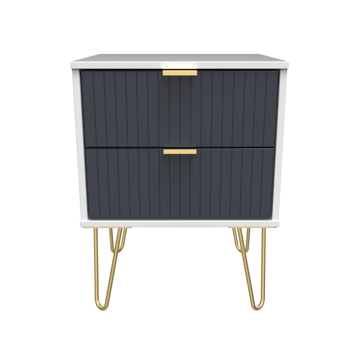 Linear 2 Drawer Bedside Cabinet with Hairpin Legs