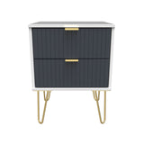 Linear 2 Drawer Bedside Cabinet with Hairpin Legs