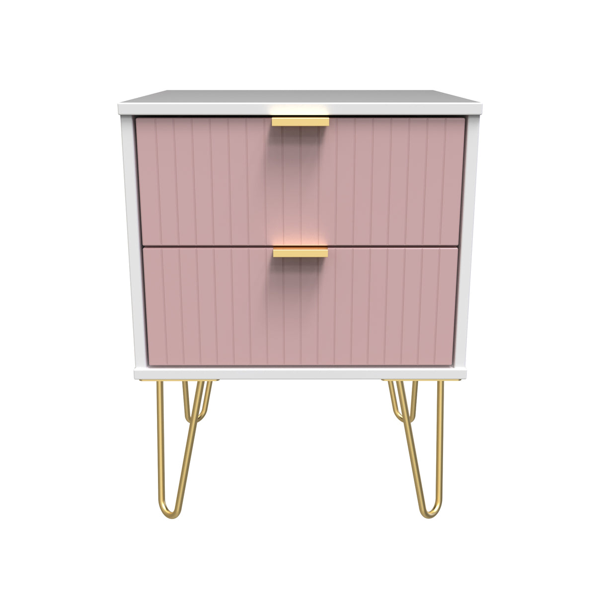 Linear 2 Drawer Bedside Cabinet with Hairpin Legs